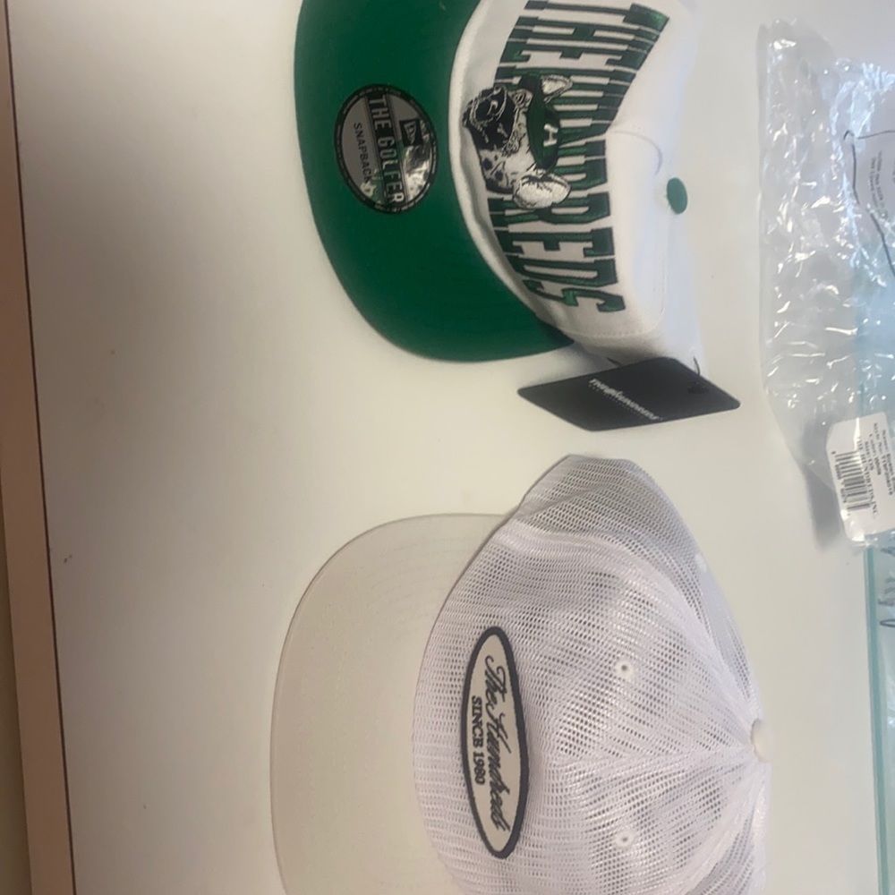 Two new The Hundreds snap back adjustable hats. There hats are cool.
